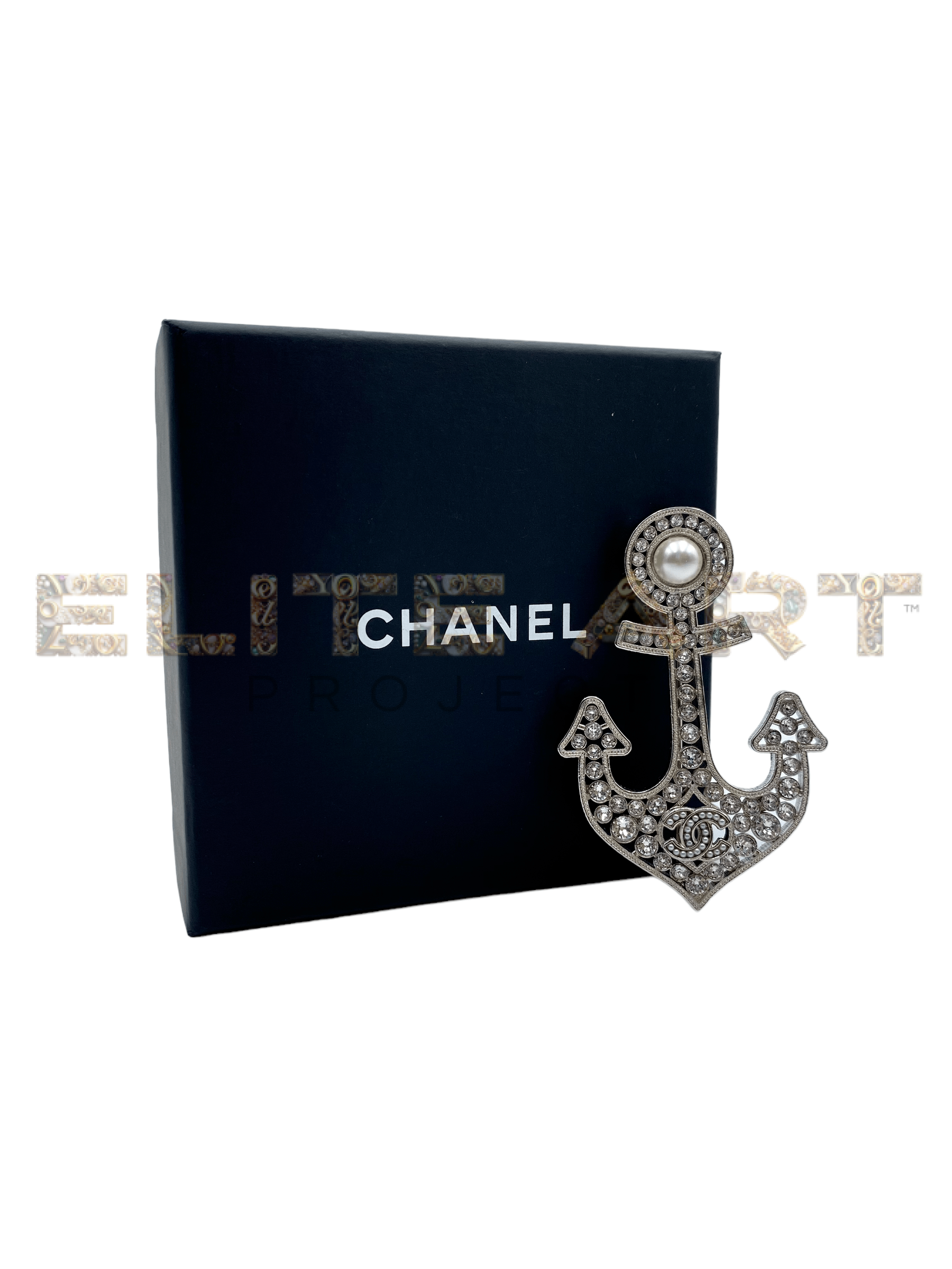 ELS Fashion TV,Elite Art Projects,Chanel,Anchor brooch,silver-tone hardware,sparkling diamonds,white pearl,Chanel box