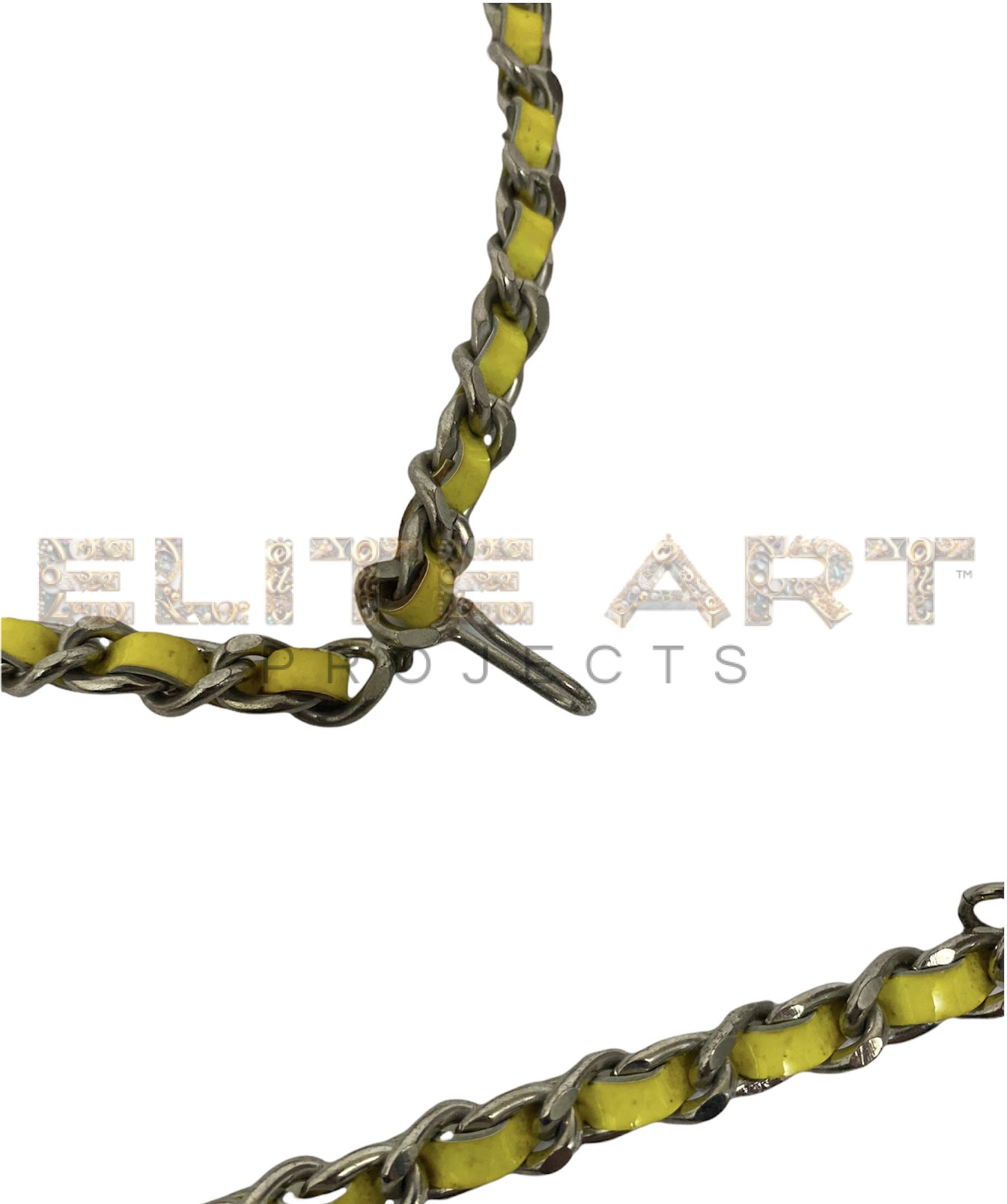 Chanel, belt, silver chain, yellow leather
