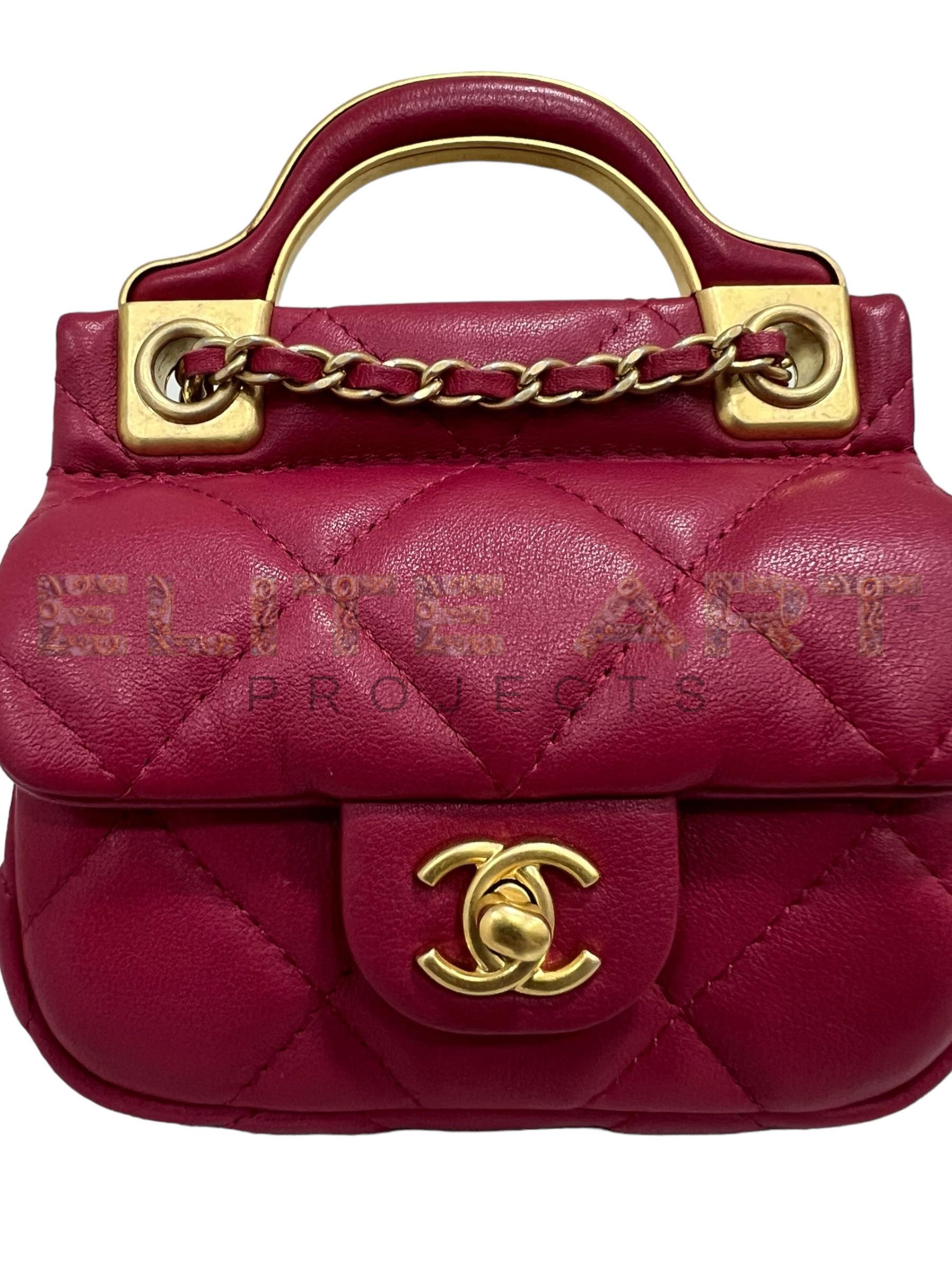 Timeless Puffy, micro, red leather, golden hardware, elegance