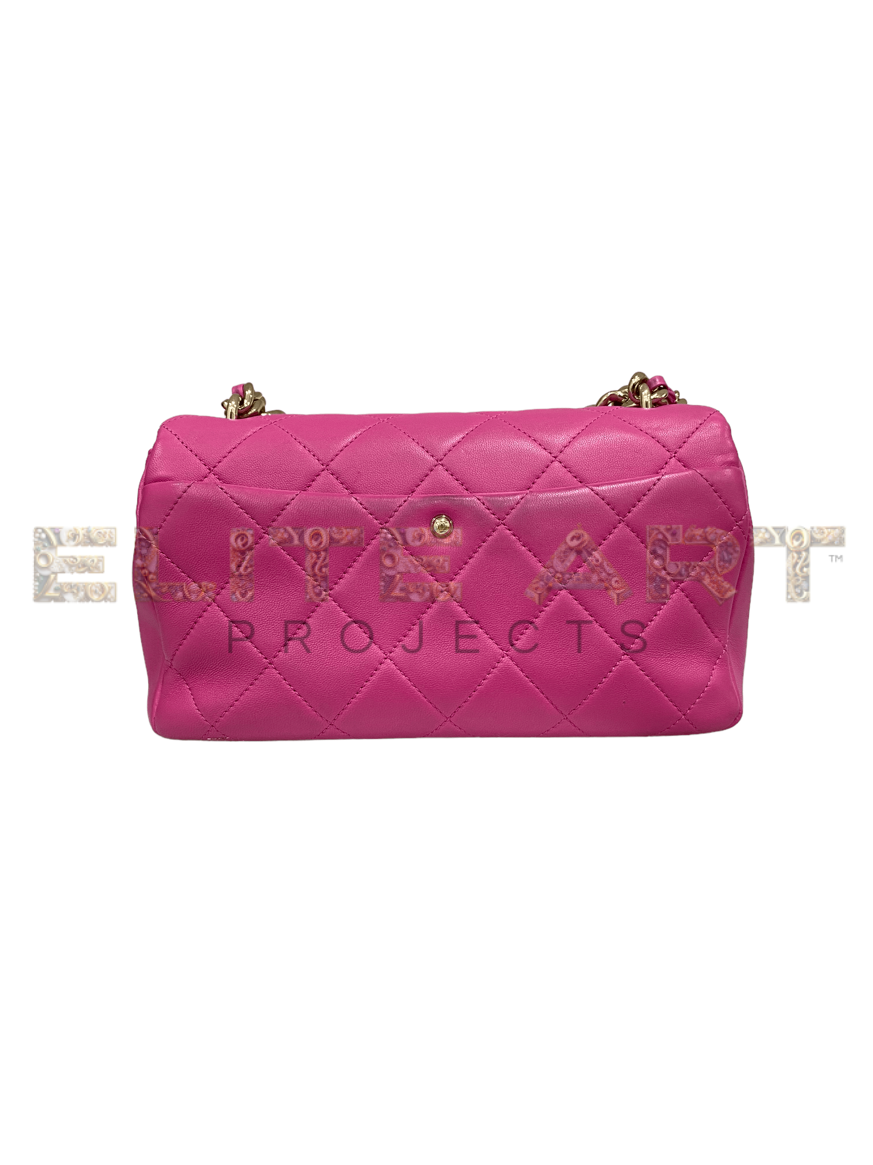 ELS Fashion TV, Elite Art Projects, Chanel, 19 bag, smooth pink leather, gold-tone hardware, CC logo clasp, grey fabric lining, spacious interior, central chain handle, leather and chain intertwined shoulder strap, 2021/22, original card, good condition, slight signs on leather
