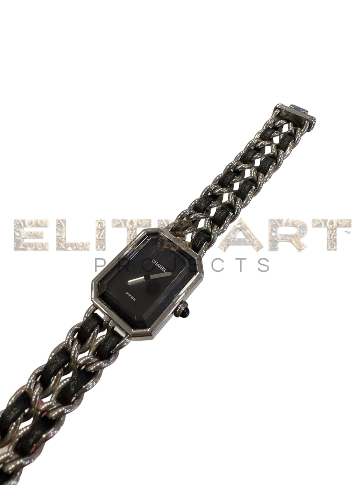 Première watch,black leather,silver hardware,elegance