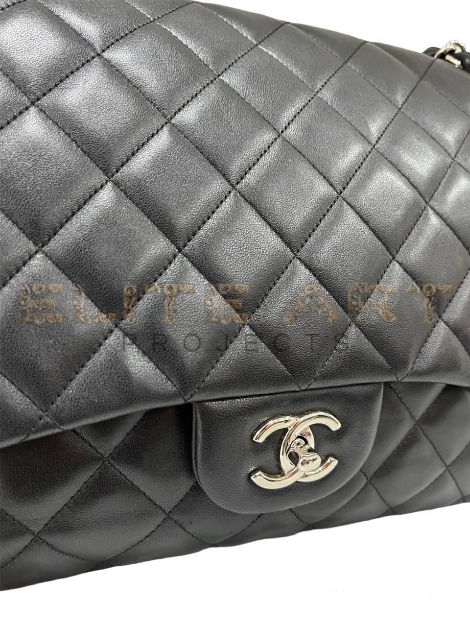 Chanel, Jumbo bag, black leather, silver hardware, good condition