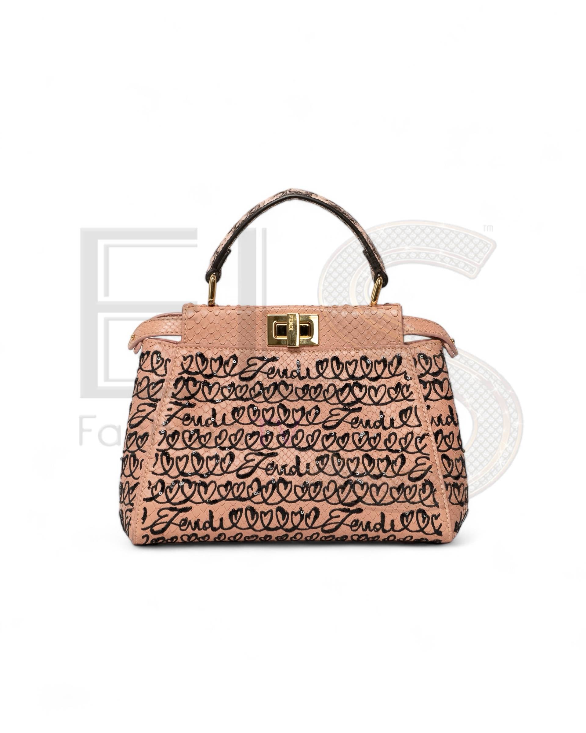 Fendi Peekaboo Mini Pink Python Embroidered Elite ART Projects