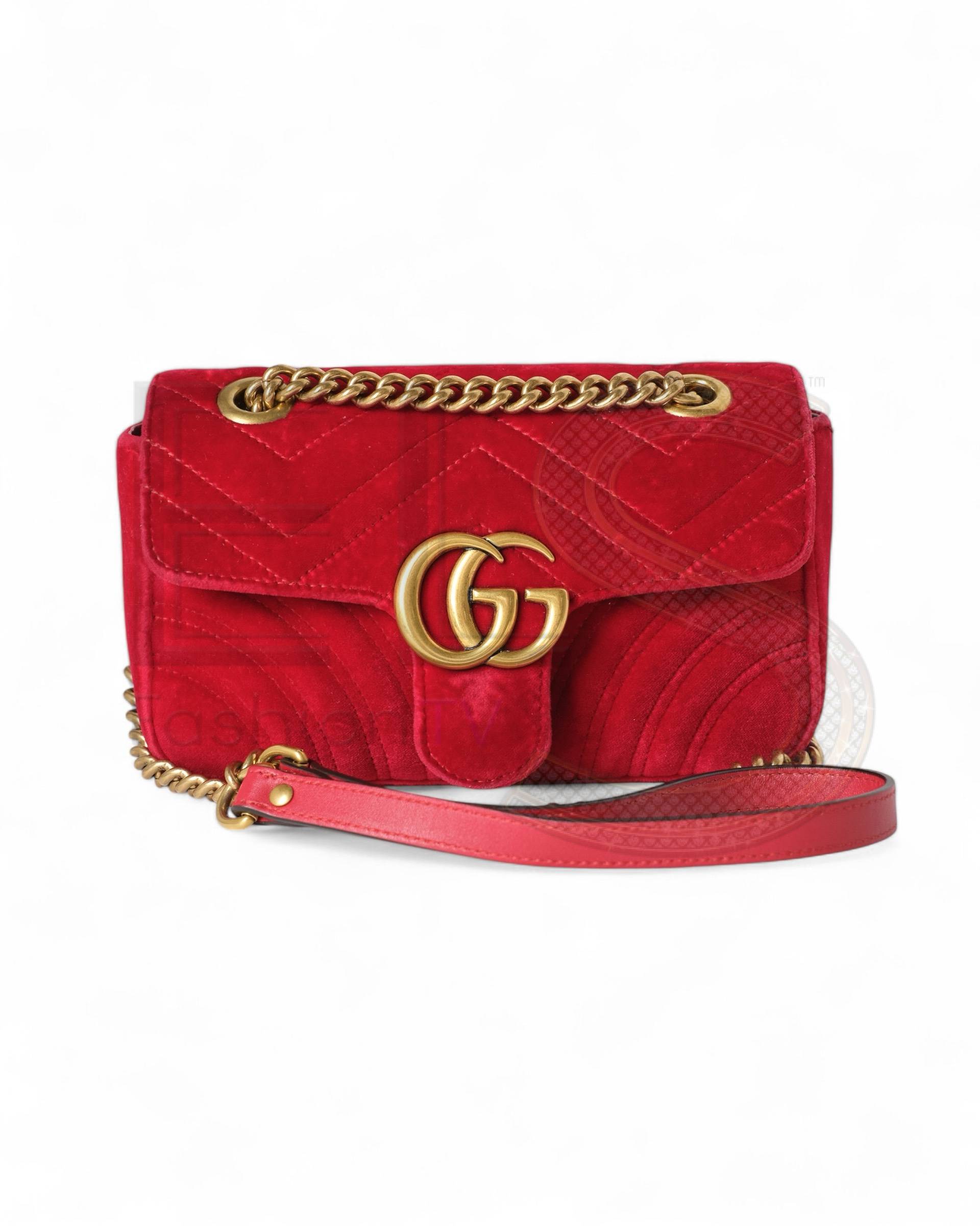 Gucci Marmont 22 Gg Velvet Red Elite ART Projects