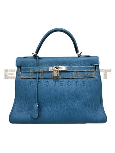 Hermès Kelly 32 Clemence Blue Izmir Elite Art Projects