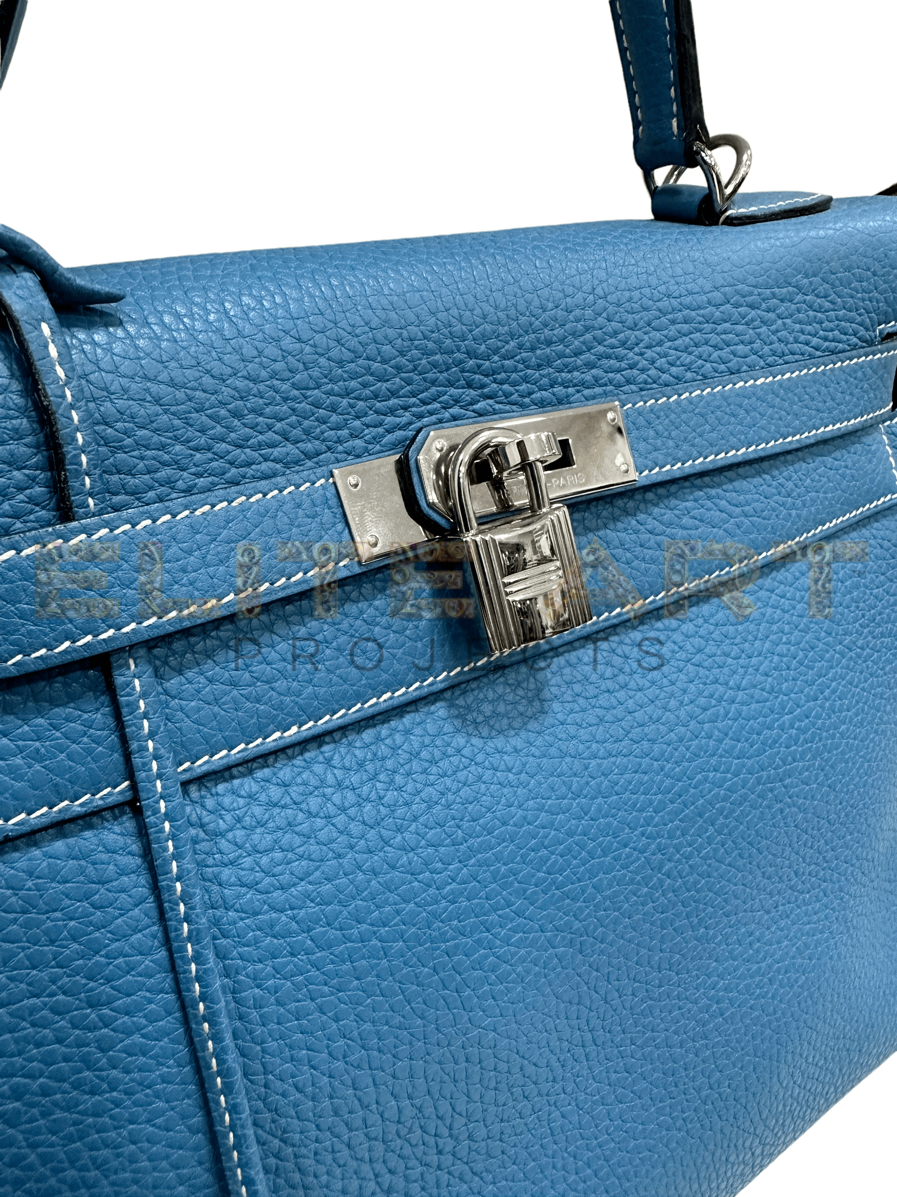 Blue Izmir, Hermès, Kelly, Clemence Leather