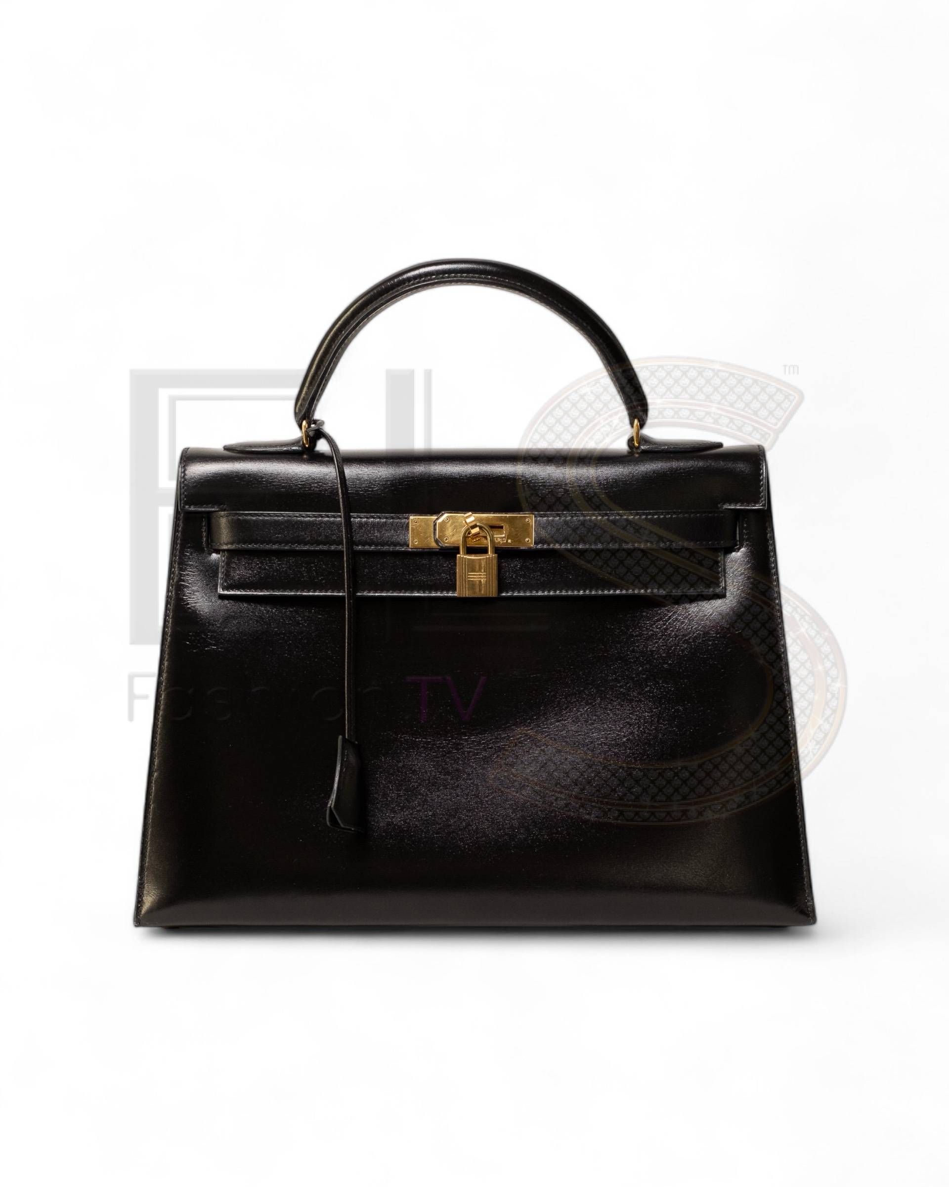 Hermès Kelly 32 Sellier Box Noire