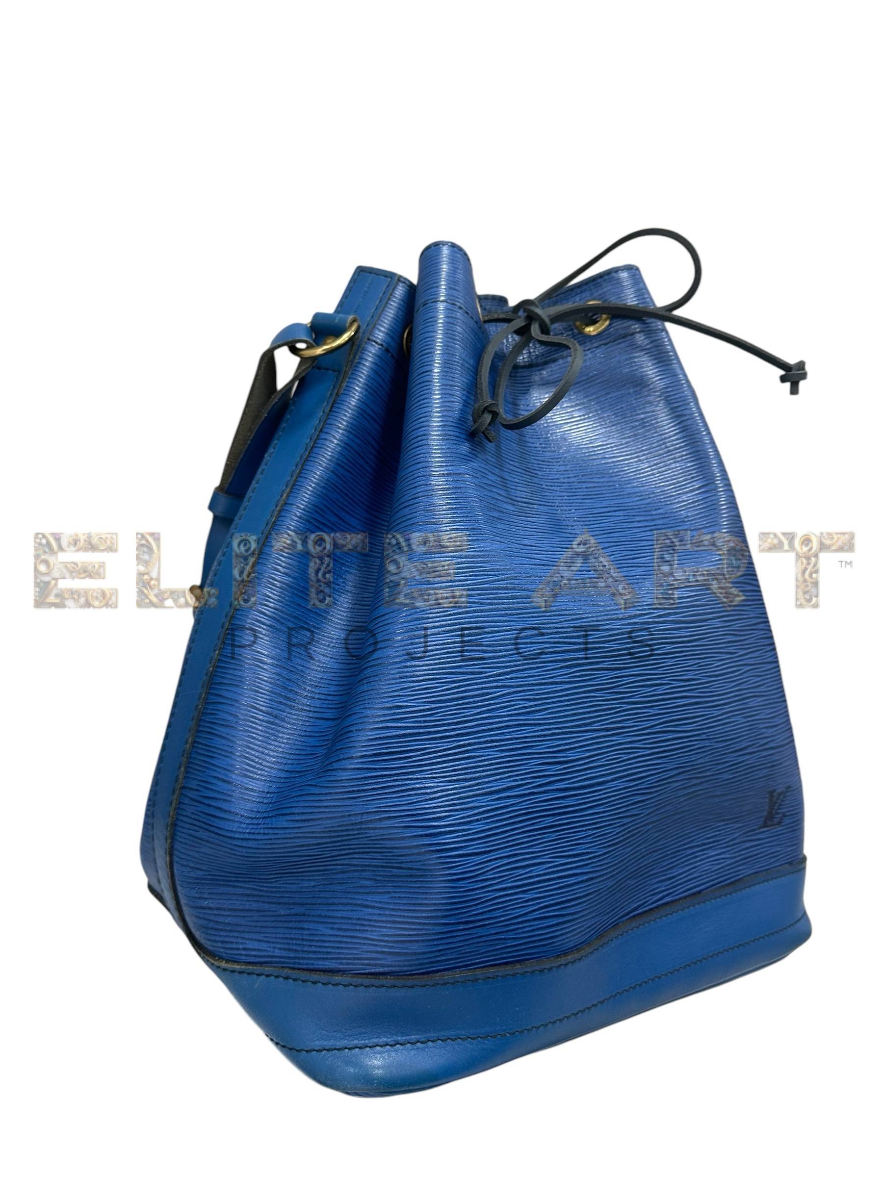 Louis Vuitton bag, Noè model, blue epi leather, golden hardware, Elite Art Projects, ELS Fashion TV